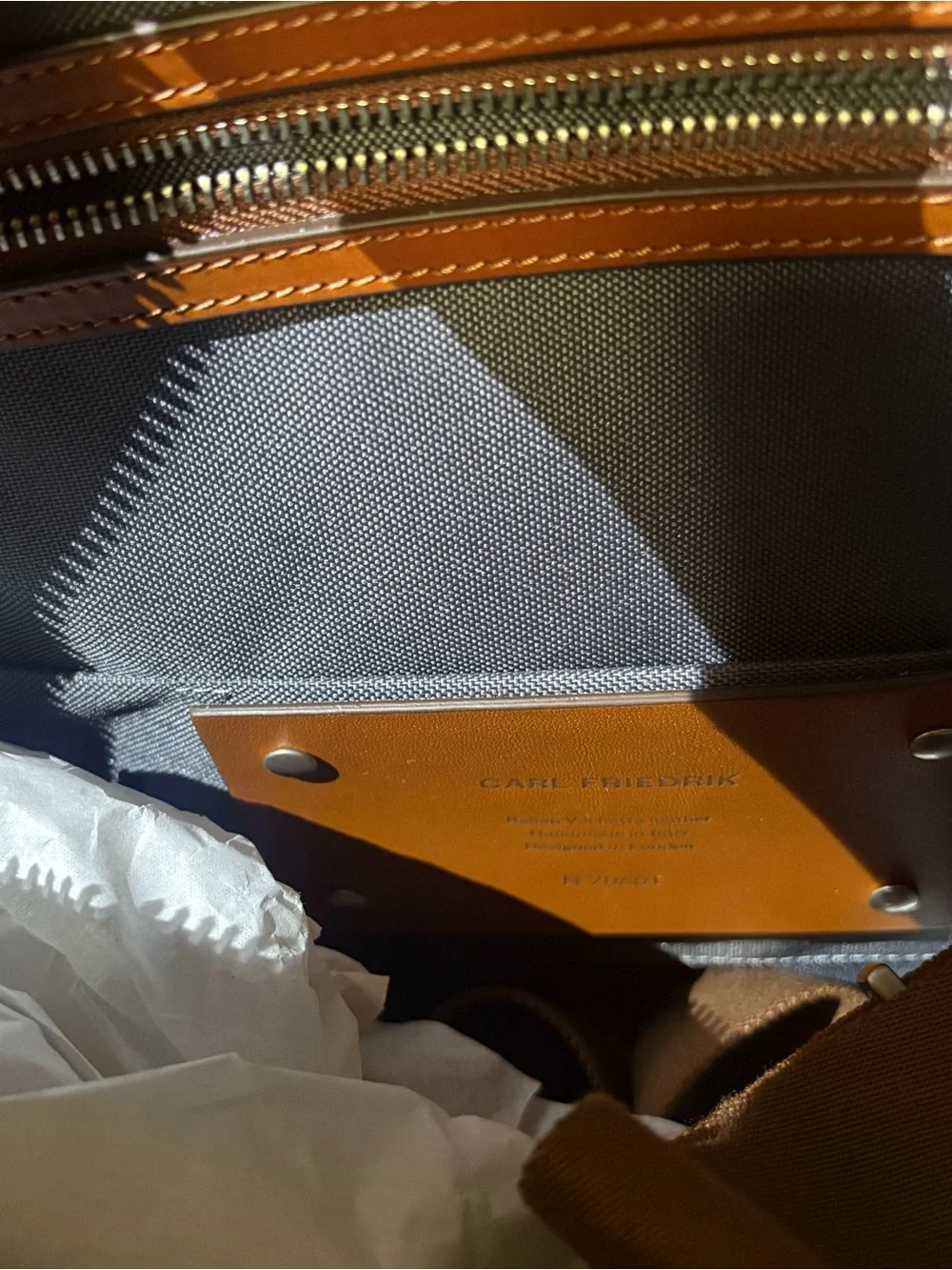 Authentic NEW WITH TAGS Carl Friedrik Palissy Briefcase, Vachetta Cognac